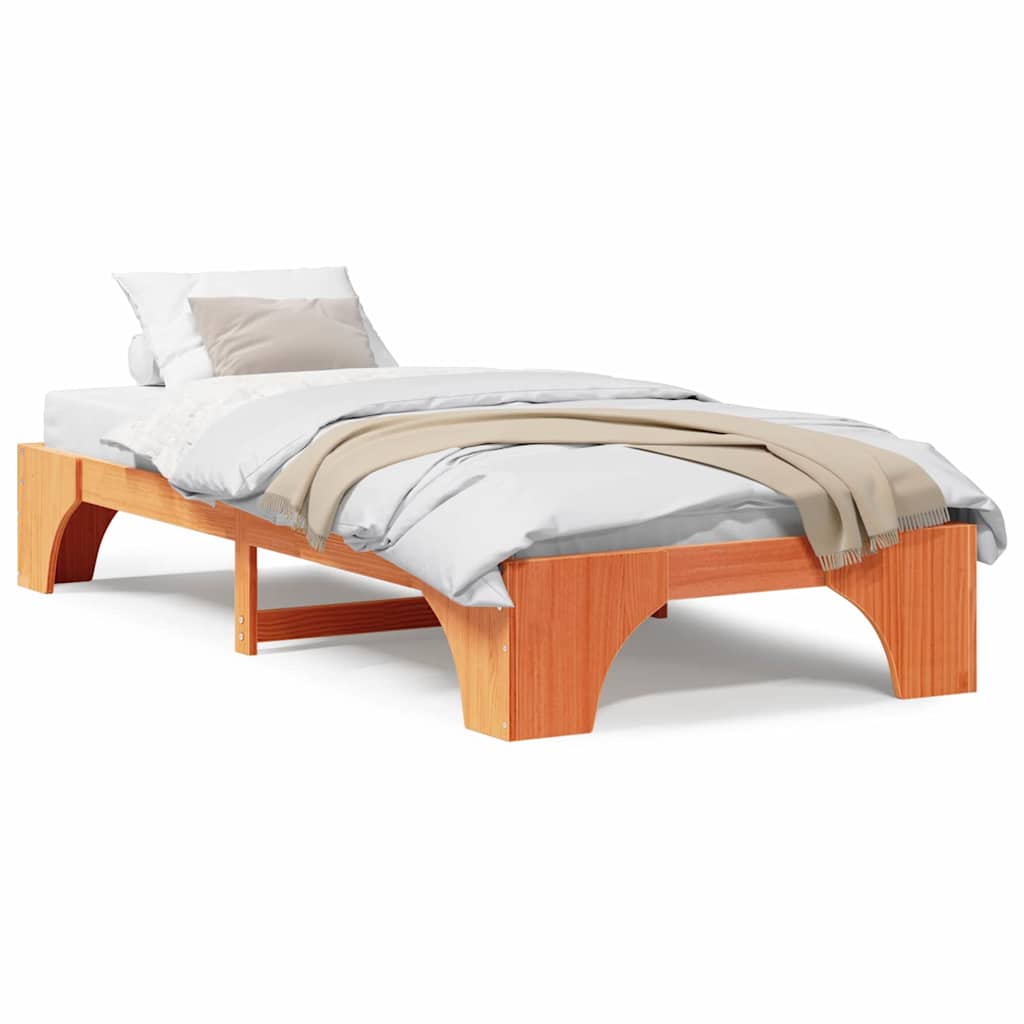Bettgestell Wachsbraun 197 x 82 x 30 cm Massivholz Kiefer