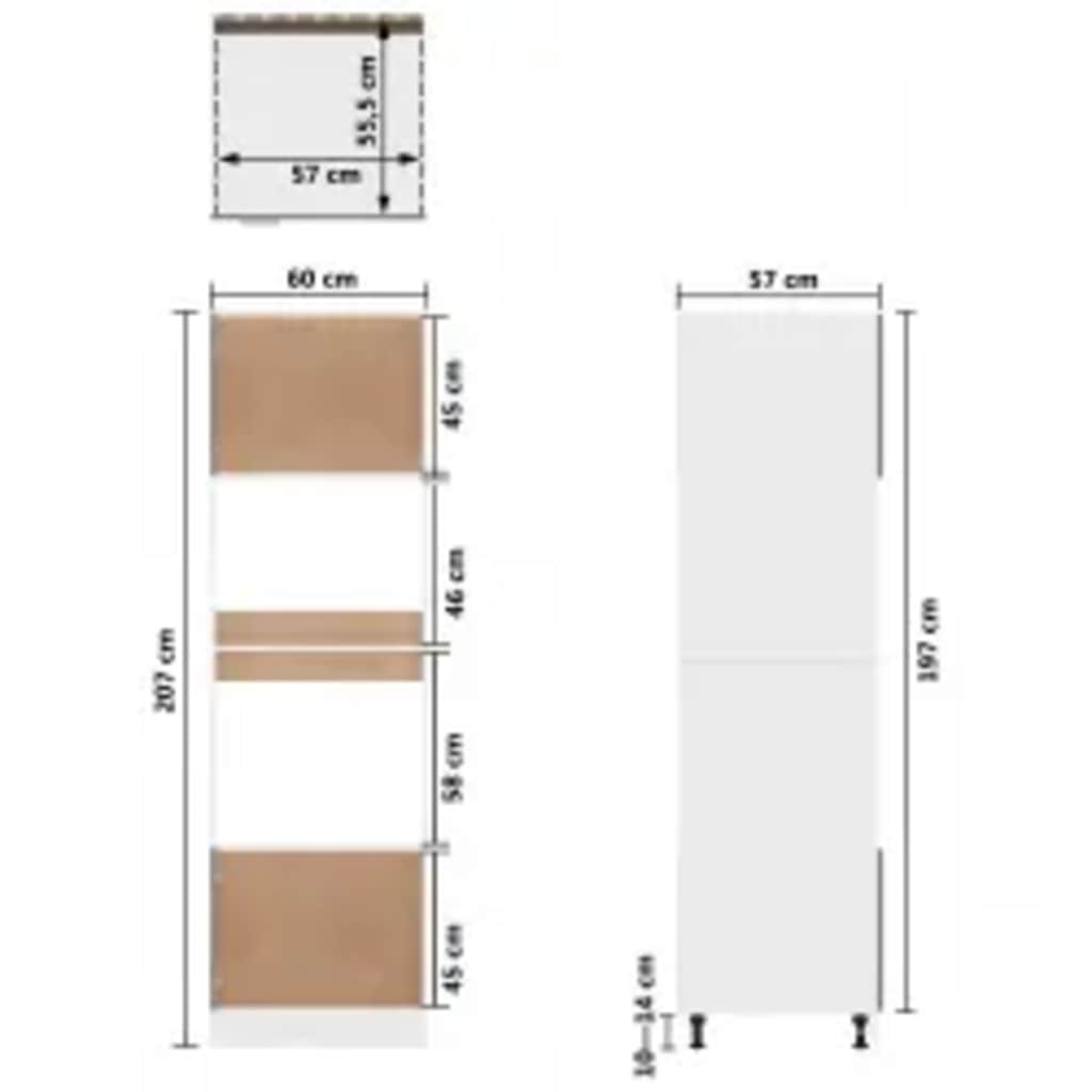 Microwave cabinet Lyon White 60x57x207 cm wood-based material
