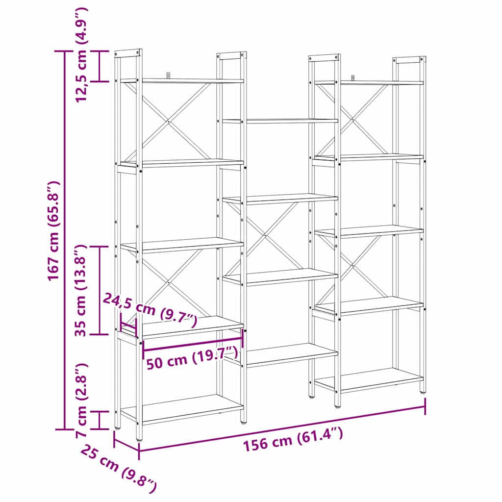 Regal Altholz 156 x 25 x 167.5 cm Holzwerkstoff