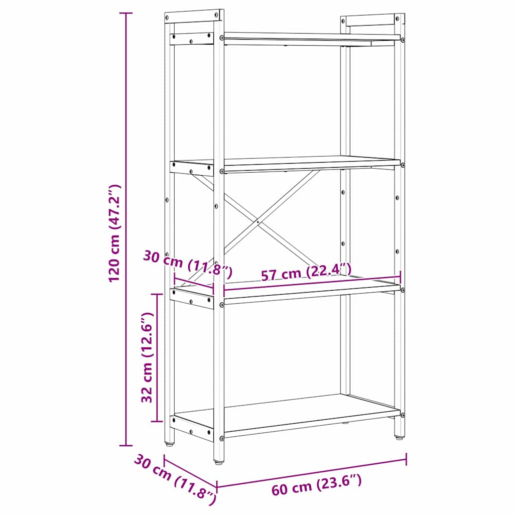 Bücherregal Sonoma Eiche 60 x 30 x 118 cm Holzwerkstoff