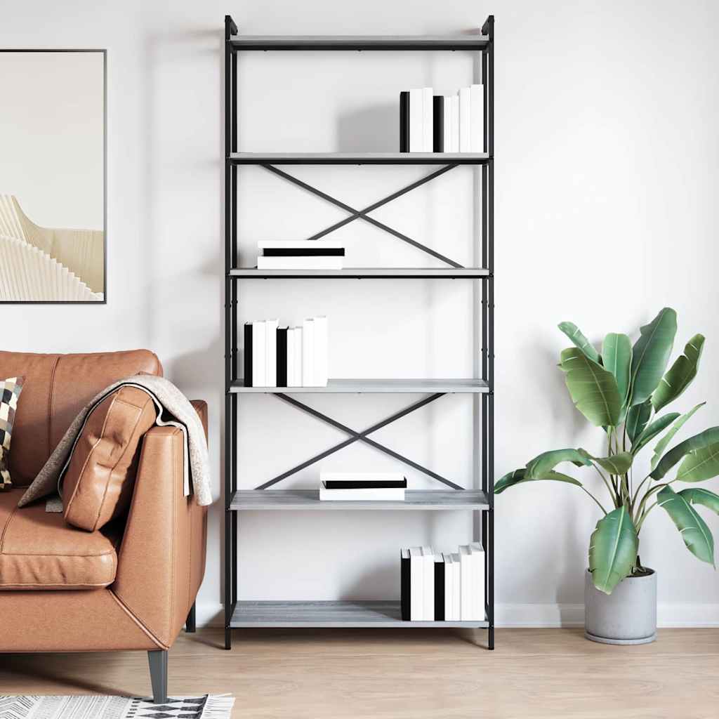 Bücherregal Grau Sonoma 80 x 30 x 188 cm Holzwerkstoff