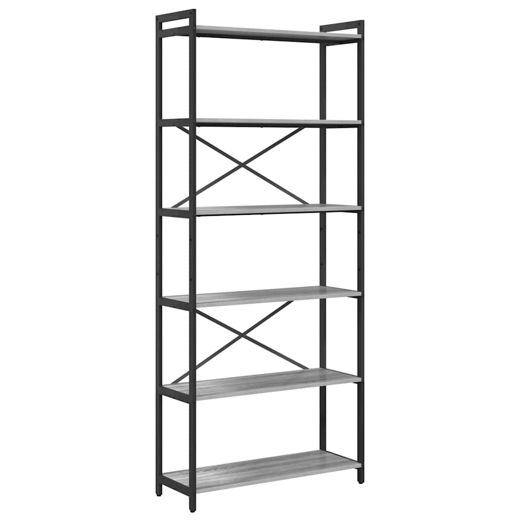 Bücherregal Grau Sonoma 80 x 30 x 188 cm Holzwerkstoff
