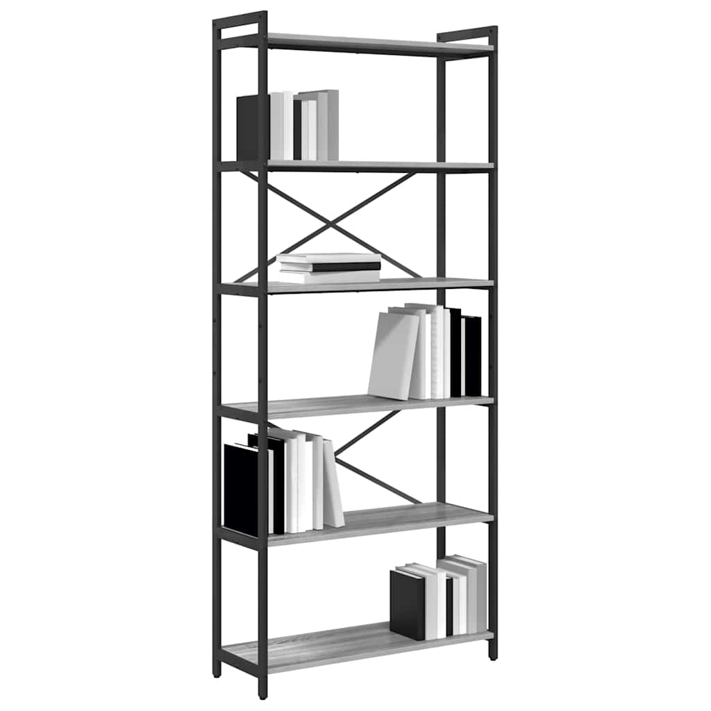 Bücherregal Grau Sonoma 80 x 30 x 188 cm Holzwerkstoff