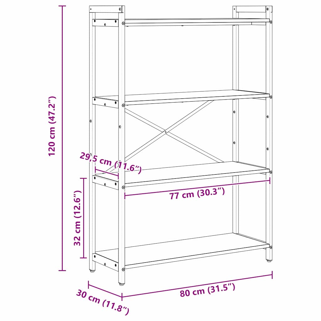Bücherregal Altholz 80 x 30 x 118 cm Holzwerkstoff