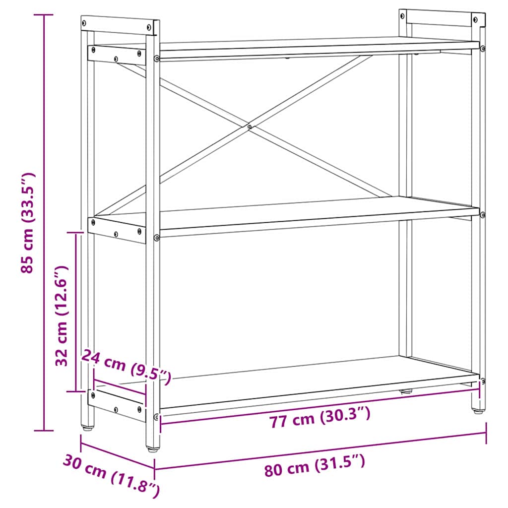 Bücherregal Altholz 80 x 30 x 83 cm Holzwerkstoff