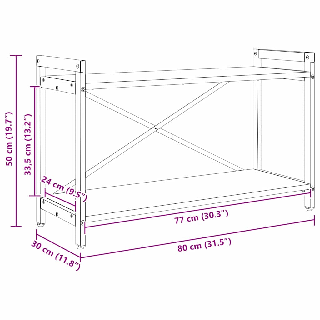 Bücherregal Schwarze Eiche 80 x 30 x 48,5 cm Holzwerkstoff