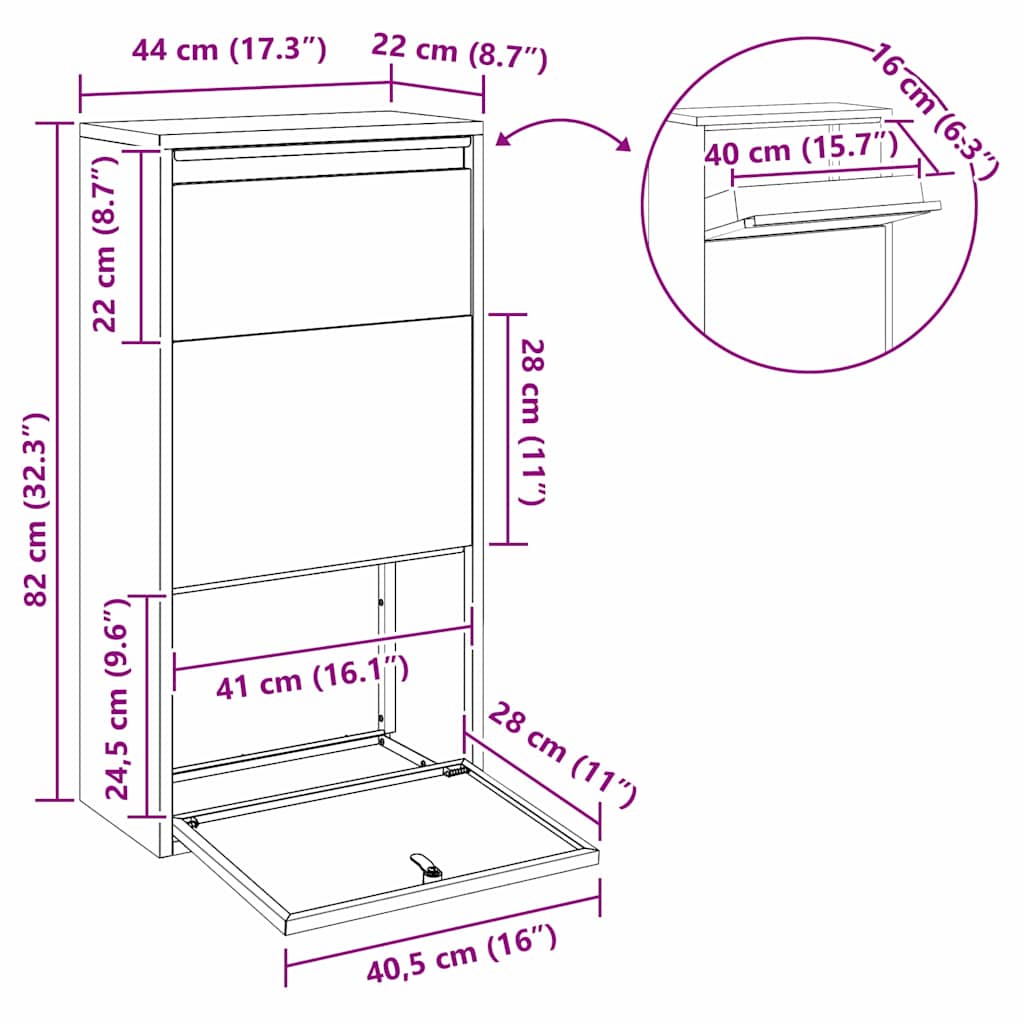 Paketdrop-Box mit Speicher mit Tür Weiß 44 x 22 x 82 cm Stahl