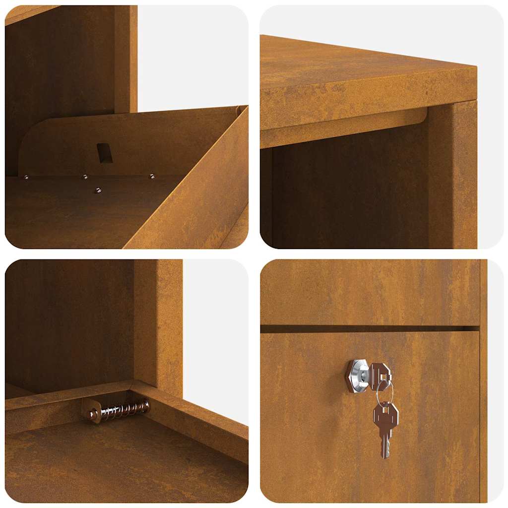 Paketdrop-Box mit Speicher mit Tür Braun 44 x 22 x 82 cm Stahl
