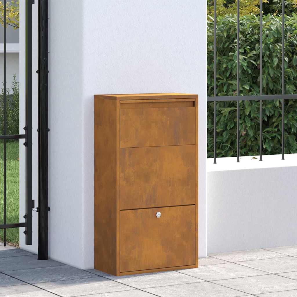 Paketdrop-Box mit Speicher mit Tür Braun 44 x 22 x 82 cm Stahl