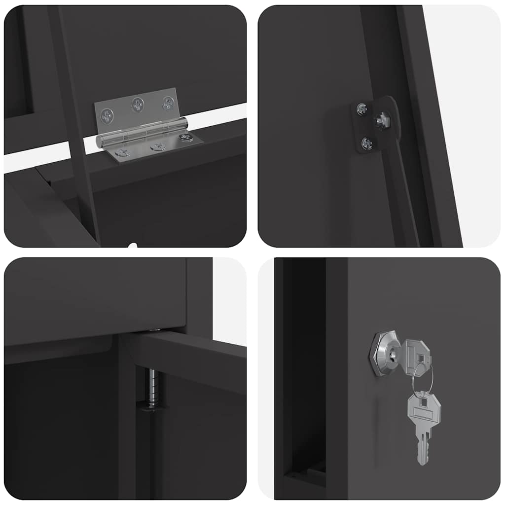 Paketdrop-Box Schwarz 44,5 x 29 x 110,5 cm Stahl