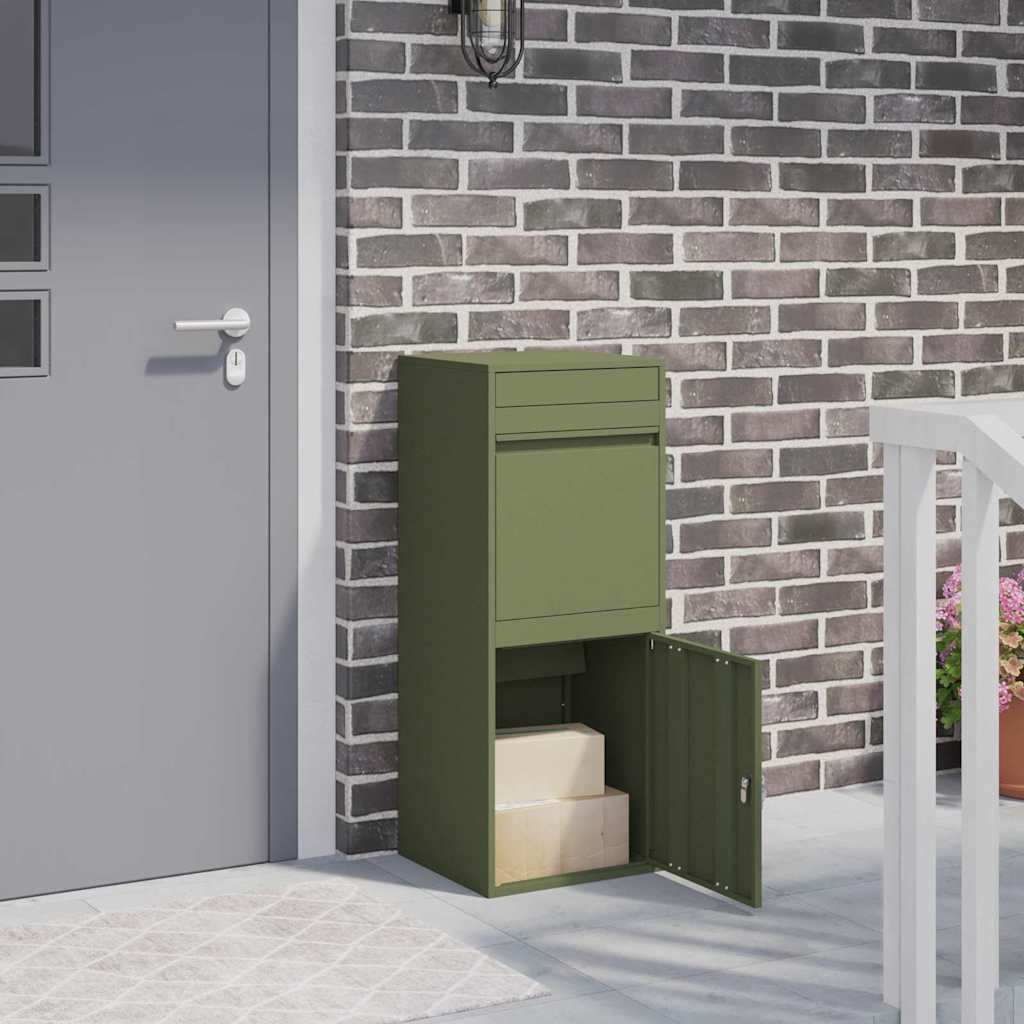 Paketdrop-Box Olivgrün 41 x 38 x 103 cm Stahl