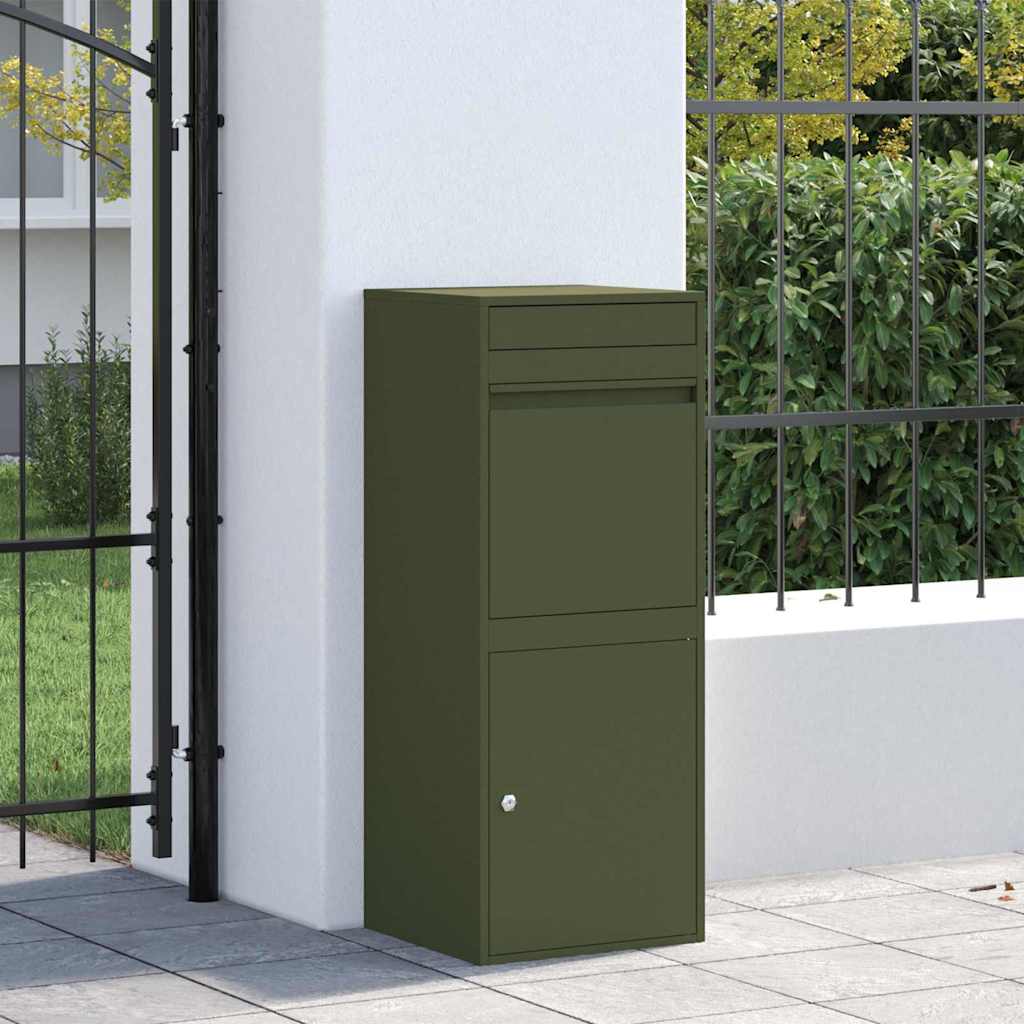 Paketdrop-Box Olivgrün 41 x 38 x 103 cm Stahl