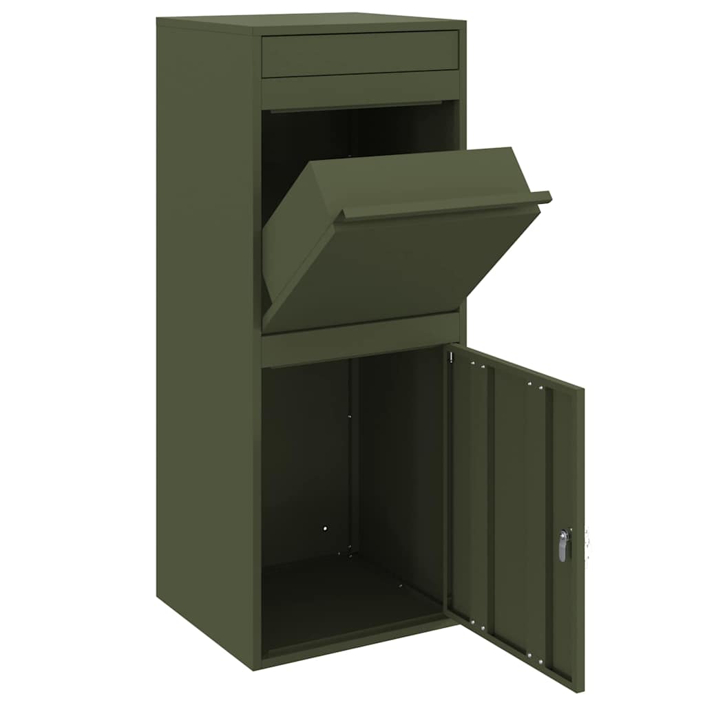 Paketdrop-Box Olivgrün 41 x 38 x 103 cm Stahl