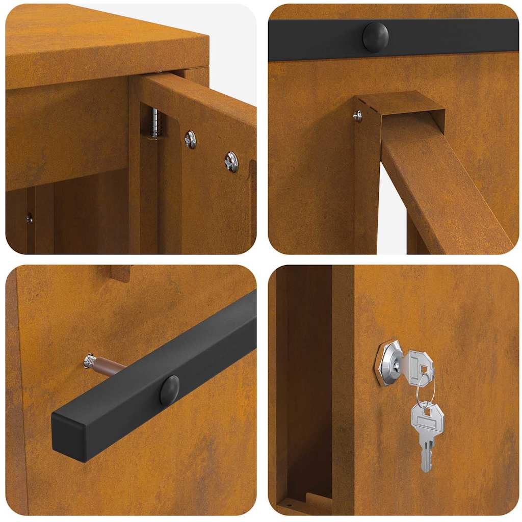 Briefkasten Rostig 30 x 23 x 55 cm Witterungsbeständiger Stahl