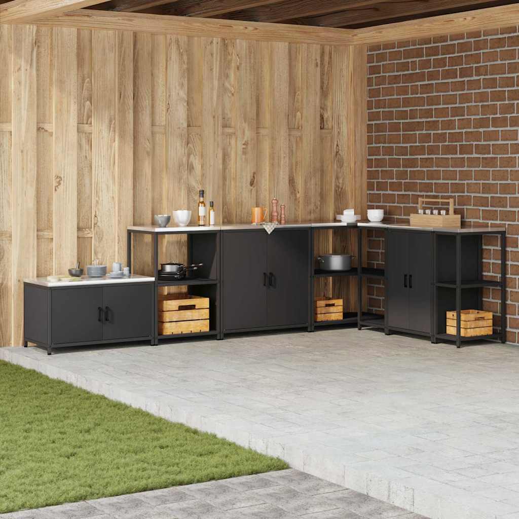 Küchenlageregal mit Regal mit Speicher Schwarz Stahl