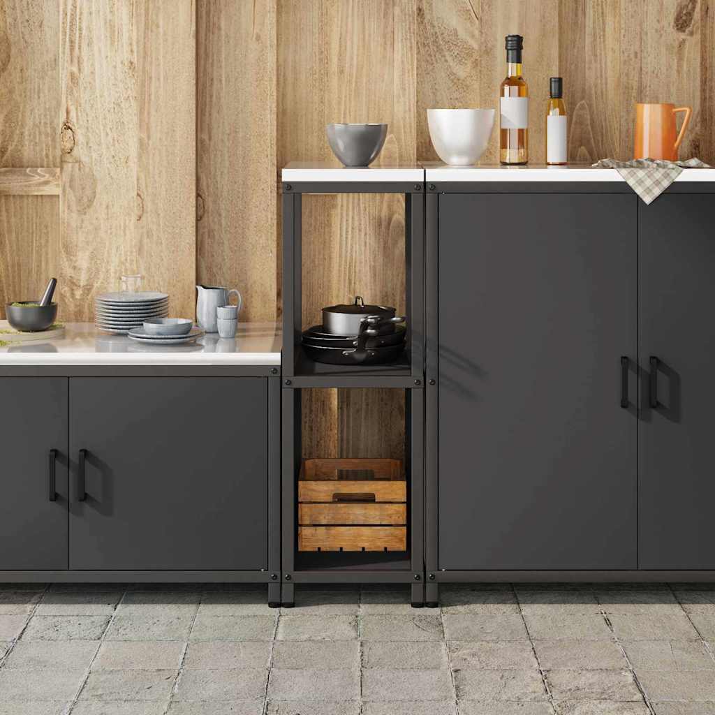 Küchenlageregal mit Regal mit Speicher Schwarz Stahl