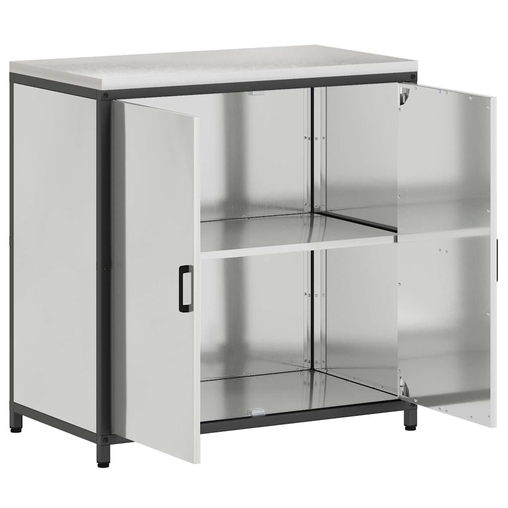 Küchenlagerregal mit Regal mit Tür Silber Galvanisierter Stahl