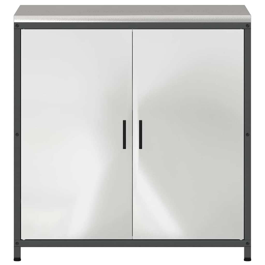 Küchenlagerregal mit Regal mit Tür Silber Galvanisierter Stahl