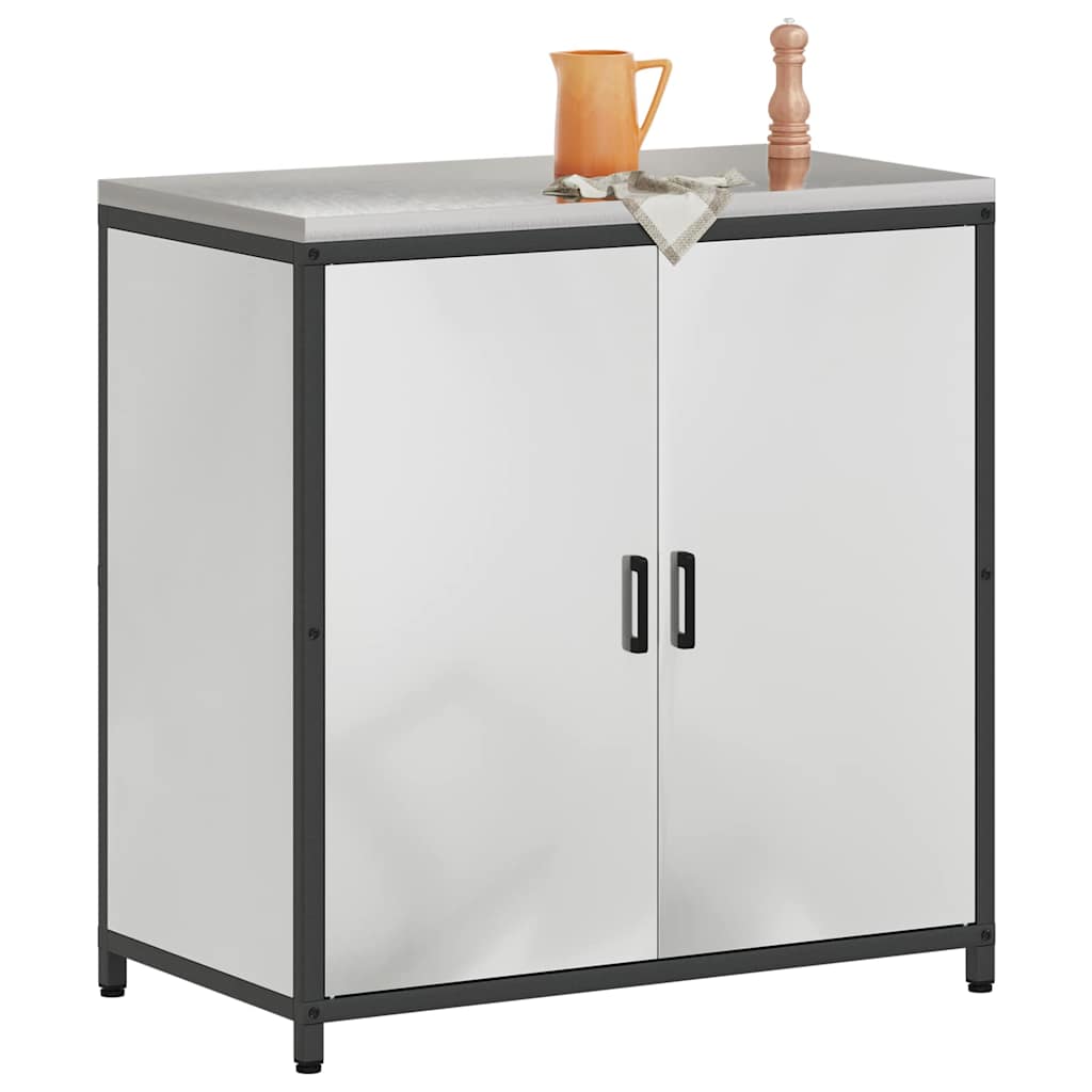 Küchenlagerregal mit Regal mit Tür Silber Galvanisierter Stahl