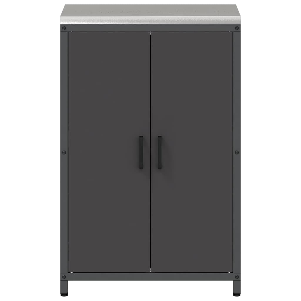Küchenlagerregal mit Regal mit Speicher mit Tür Schwarz Stahl