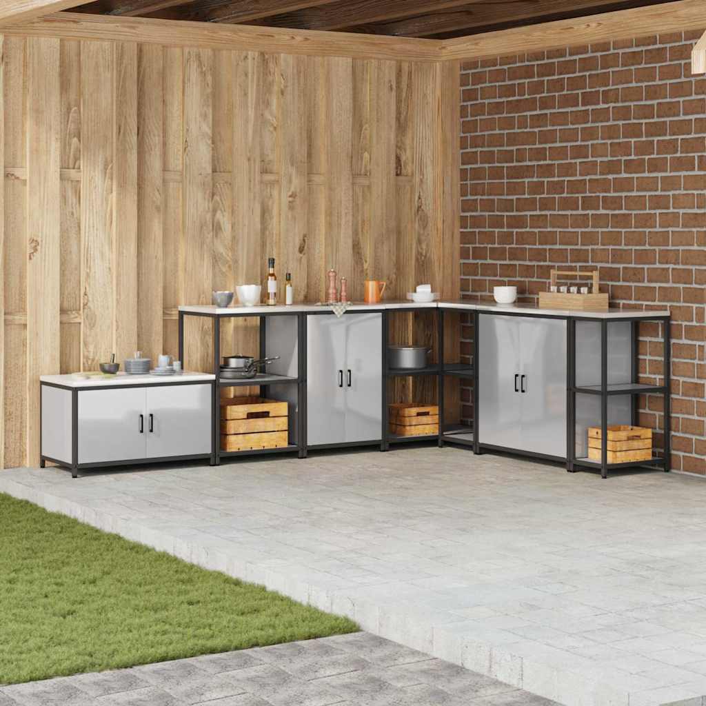 Küchenlagerregal mit Regal mit Tür Silber Galvanisierter Stahl