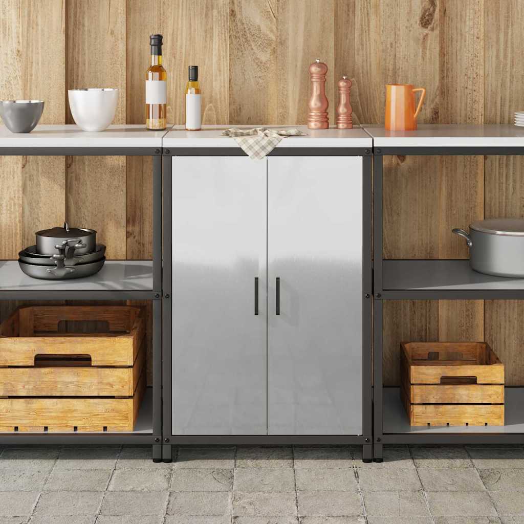 Küchenlagerregal mit Regal mit Tür Silber Galvanisierter Stahl