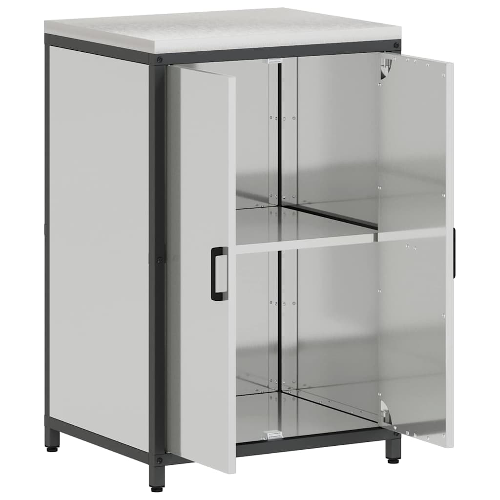 Küchenlagerregal mit Regal mit Tür Silber Galvanisierter Stahl