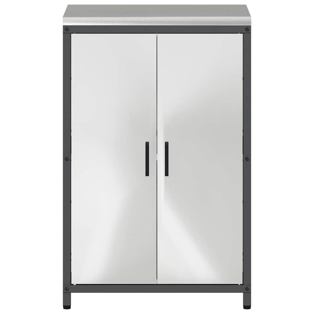 Küchenlagerregal mit Regal mit Tür Silber Galvanisierter Stahl