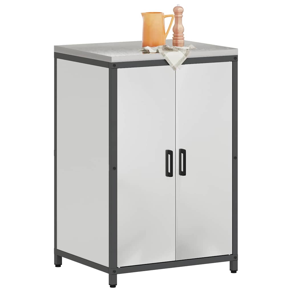 Küchenlagerregal mit Regal mit Tür Silber Galvanisierter Stahl