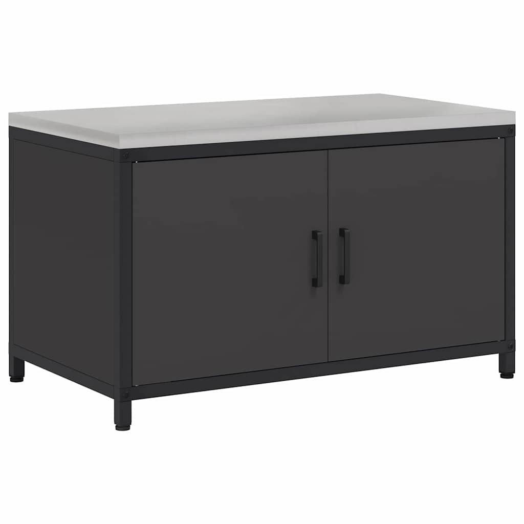 Küchenlagerregal mit Regal mit Speicher mit Tür Schwarz Stahl