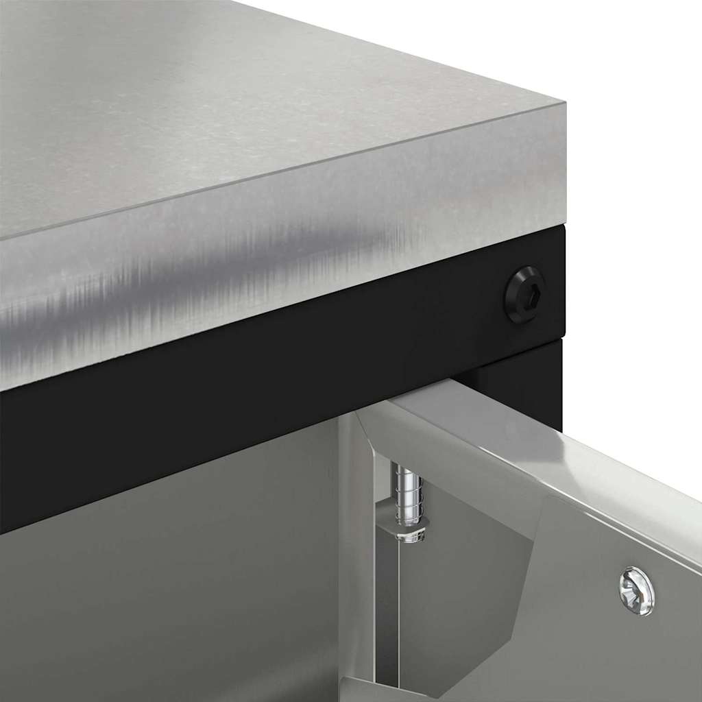 Küchenlagerregal mit Regal mit Tür Silber Galvanisierter Stahl