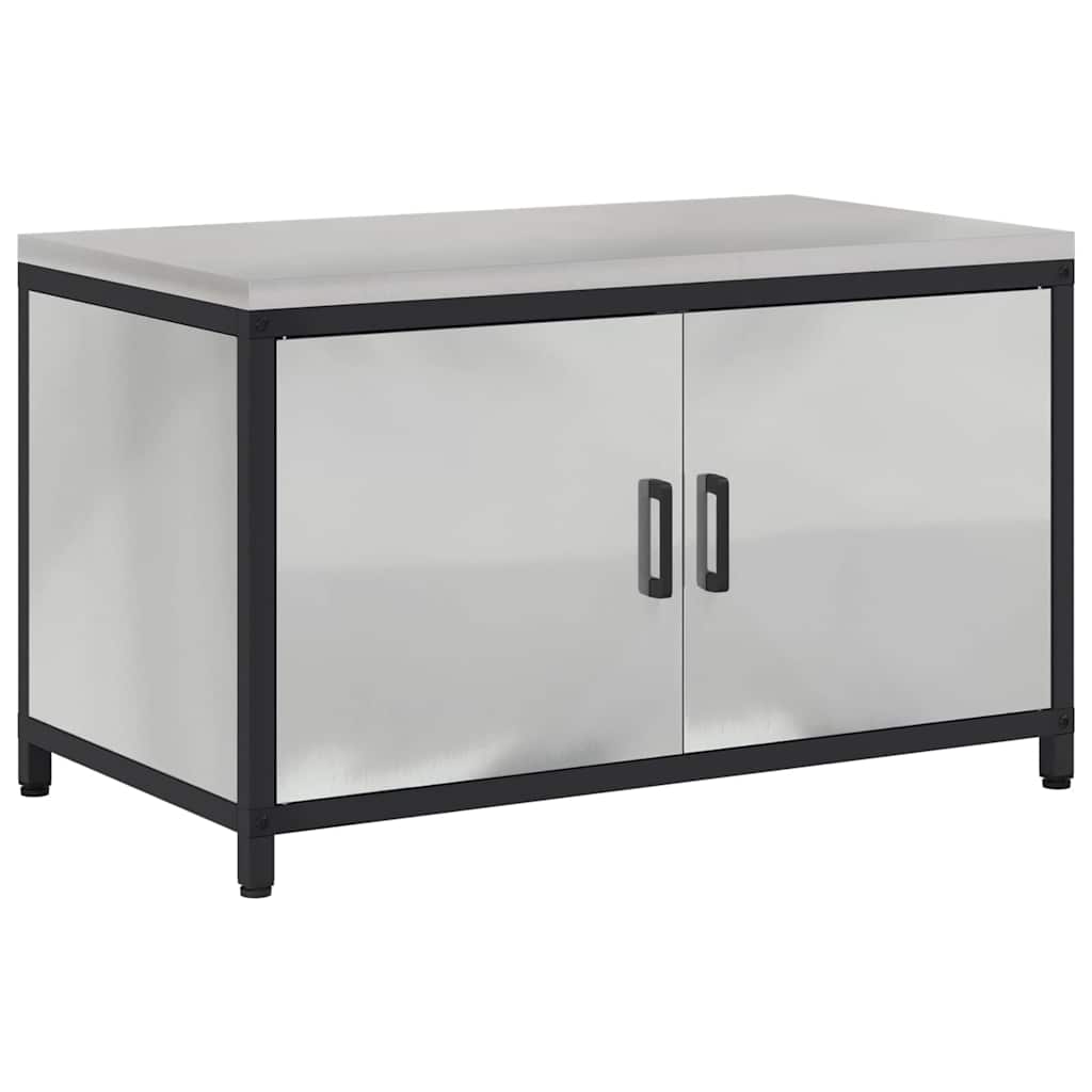 Küchenlagerregal mit Regal mit Tür Silber Galvanisierter Stahl