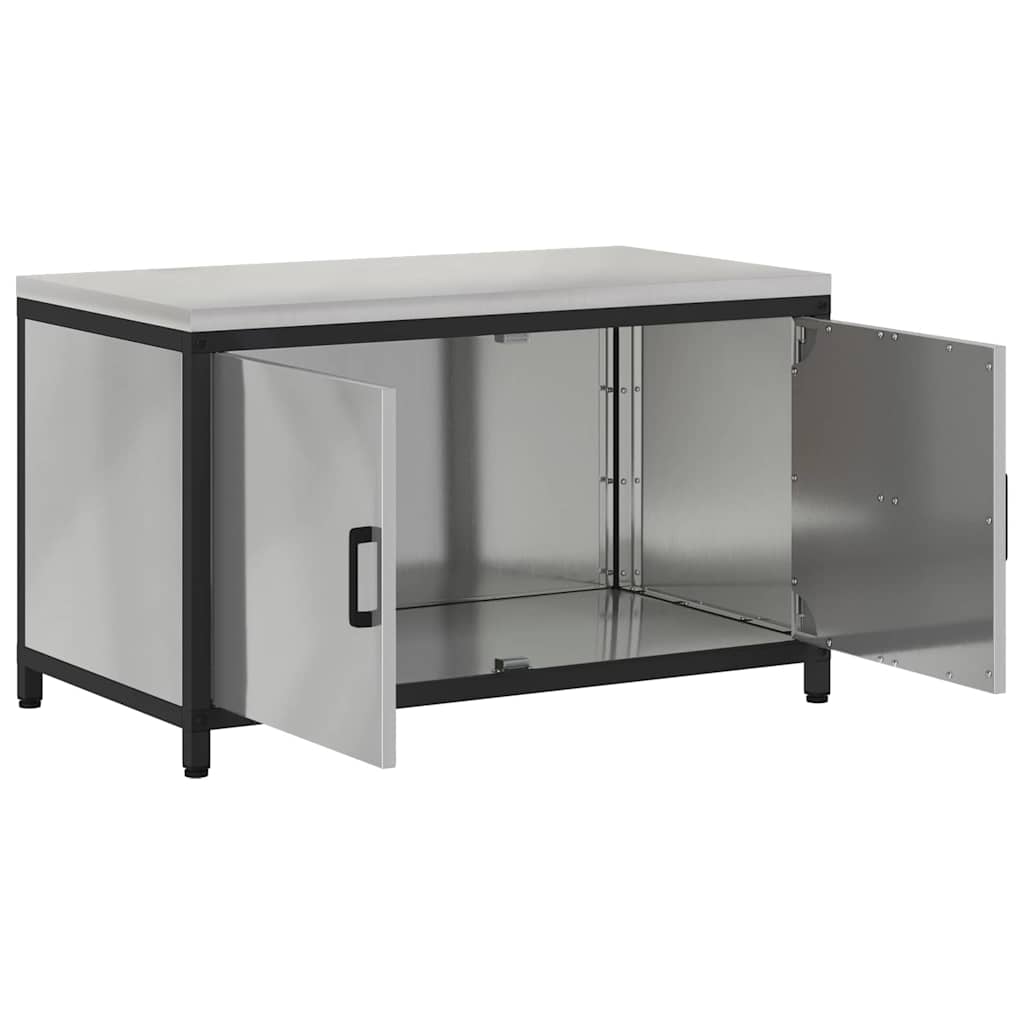 Küchenlagerregal mit Regal mit Tür Silber Galvanisierter Stahl