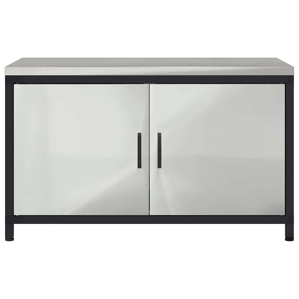Küchenlagerregal mit Regal mit Tür Silber Galvanisierter Stahl