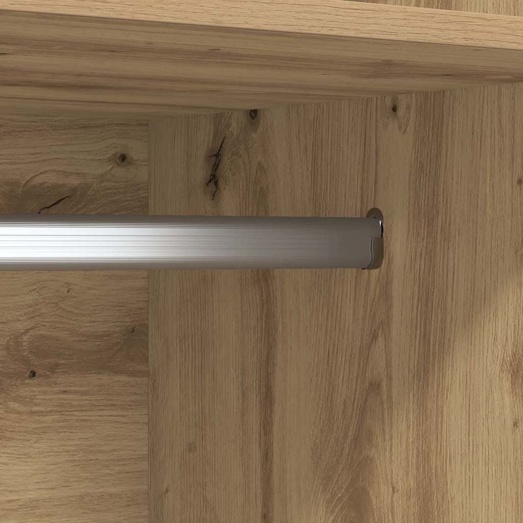 Kleiderschrank mit Regal Eiche handwerklich Holzwerkstoff
