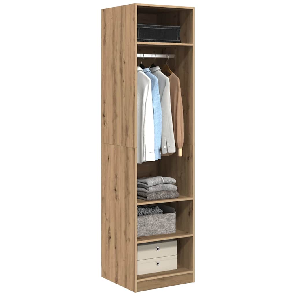 Kleiderschrank mit Regal Eiche handwerklich Holzwerkstoff