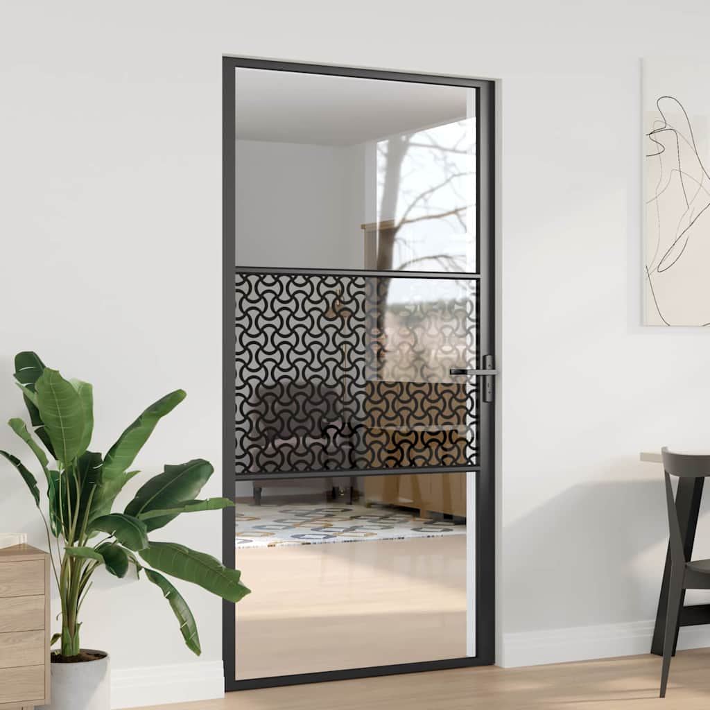 Innentür Schwarz 102.5 x 201.5 cm Gehärtetes Glas, Aluminium