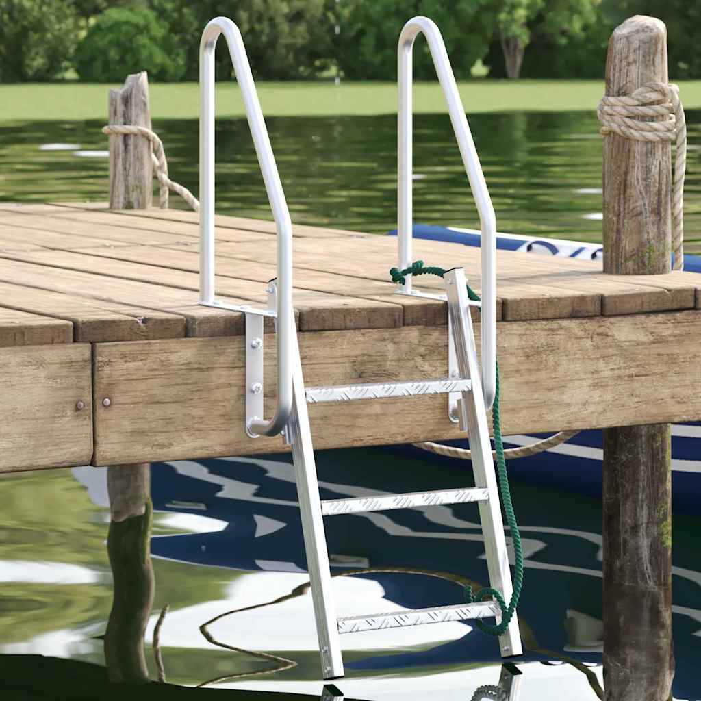Dockleiter 3-Stufen Silber 58 x 77 x 144 cm Aluminium