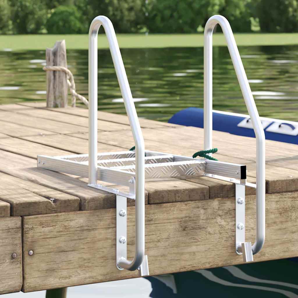 Dockleiter 3-Stufen Silber 58 x 77 x 144 cm Aluminium