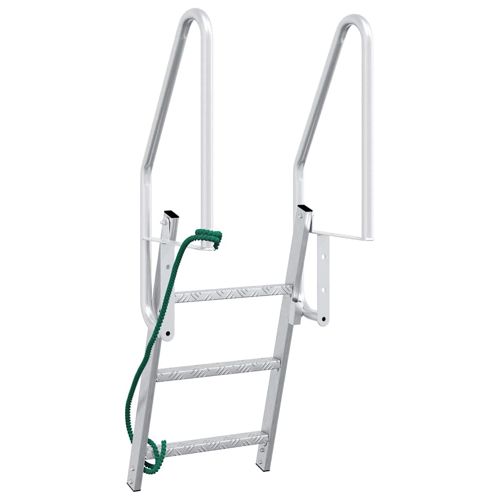 Dockleiter 3-Stufen Silber 58 x 77 x 144 cm Aluminium