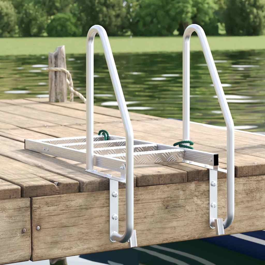 Dockleiter 4-Stufen Silber 58 x 77 x 166 cm Aluminium