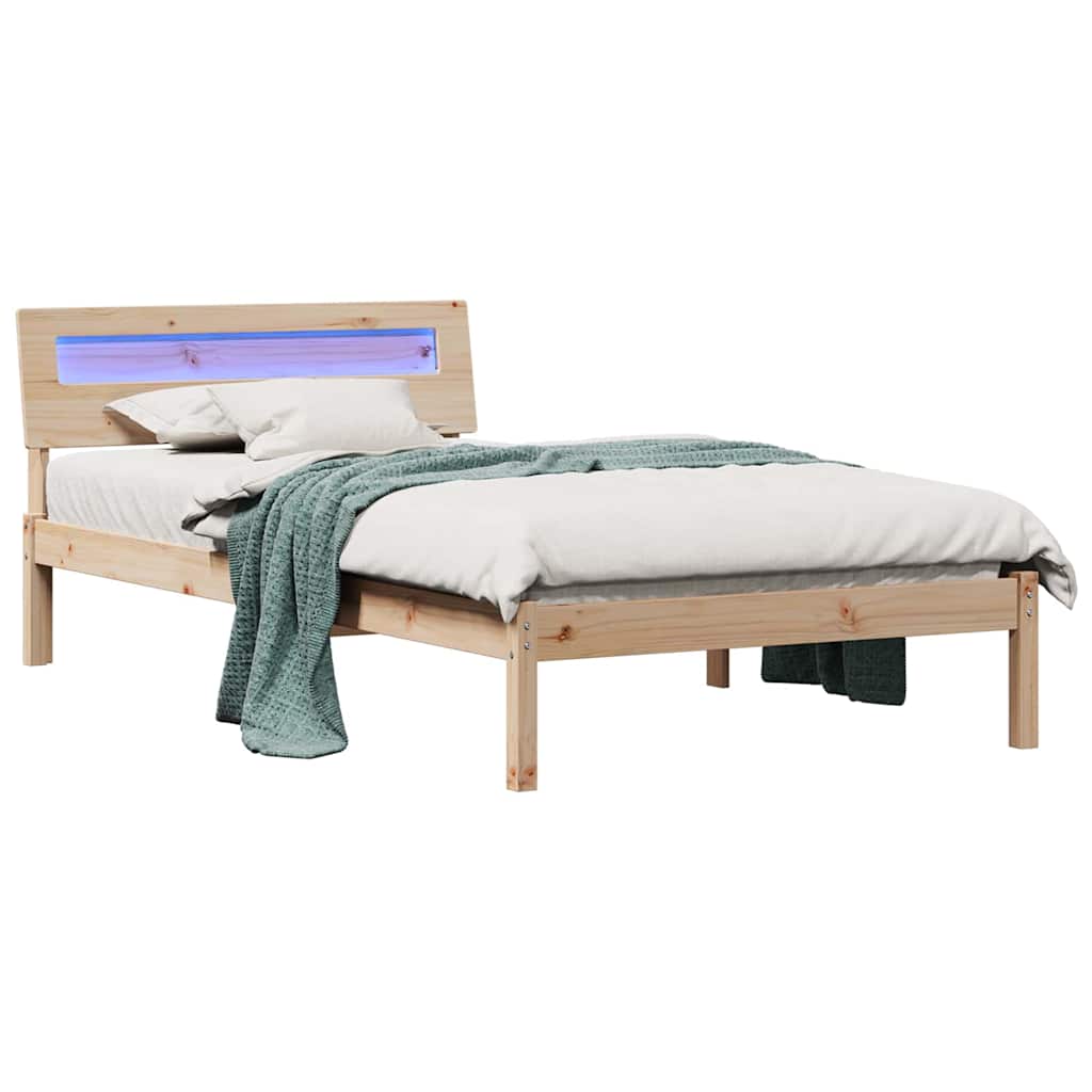 Bettgestell mit Kopfteil Braun 100 x 200 cm Massivholz Kiefer