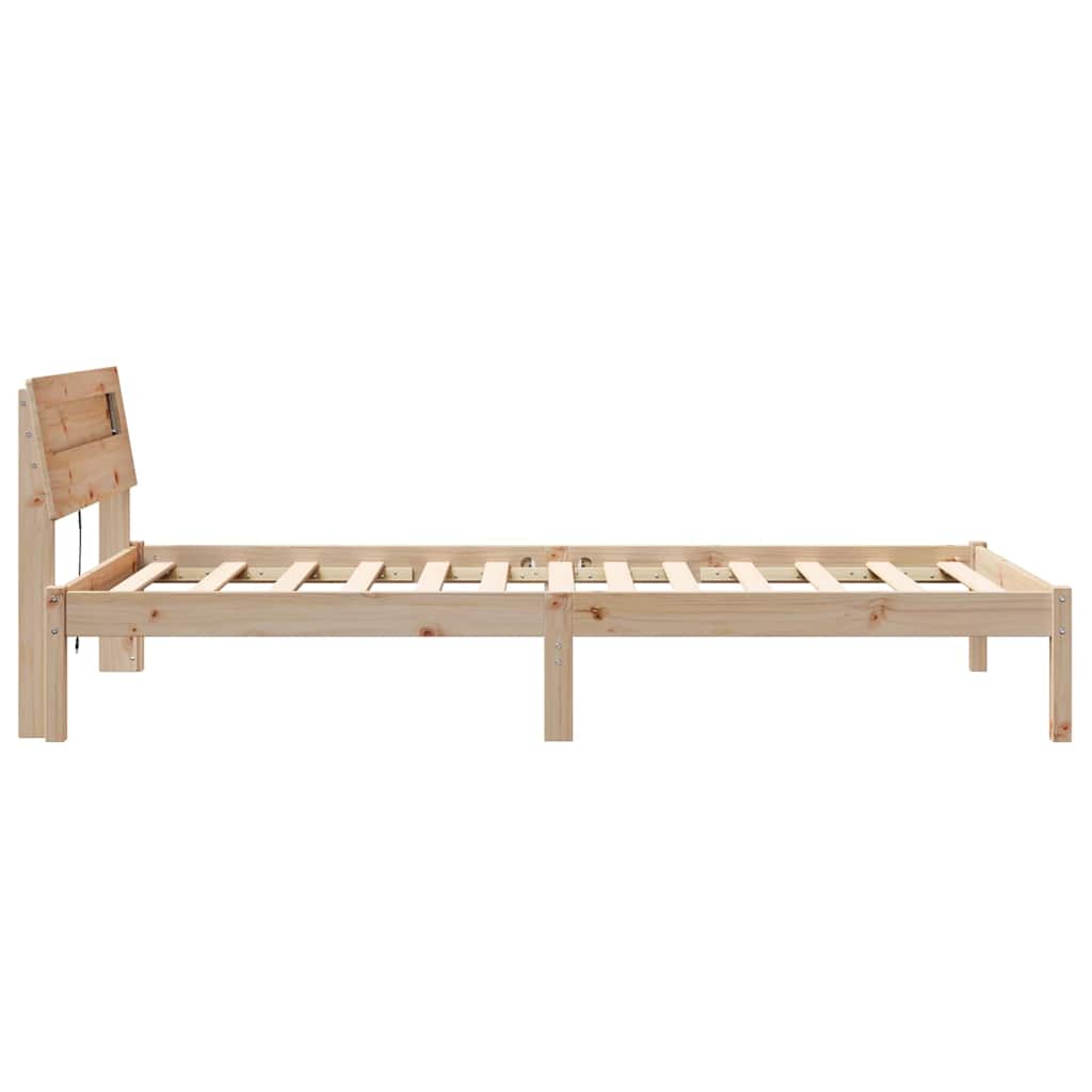 Bettgestell mit Kopfteil Braun 100 x 200 cm Massivholz Kiefer