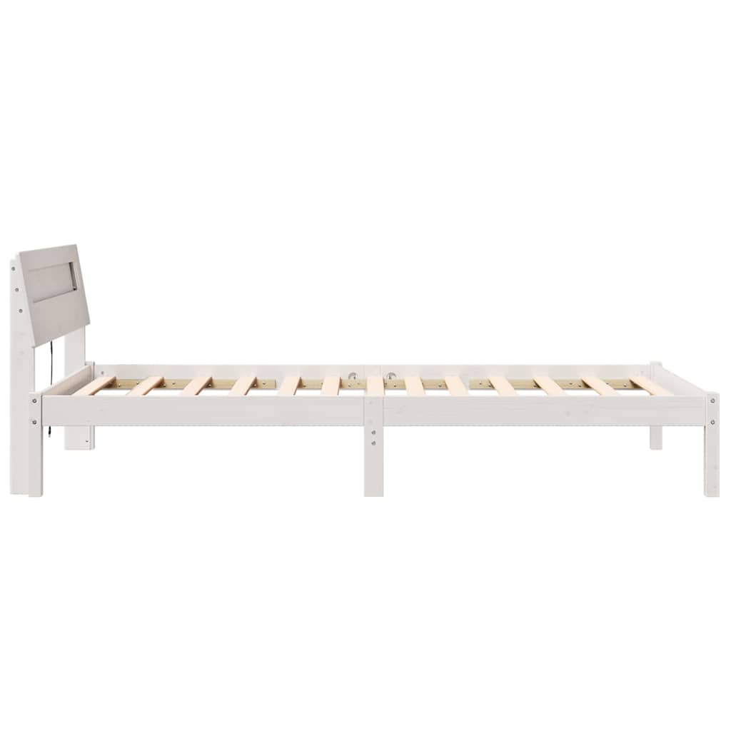 Bettgestell mit Kopfteil Weiß 80 x 200 cm Massivholz Kiefer