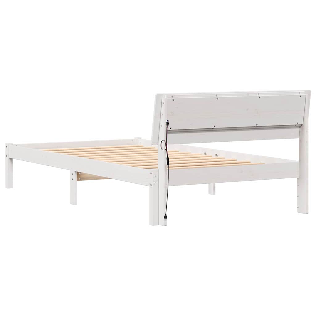 Bettgestell mit Kopfteil Weiß 75 x 190 cm Massivholz Kiefer