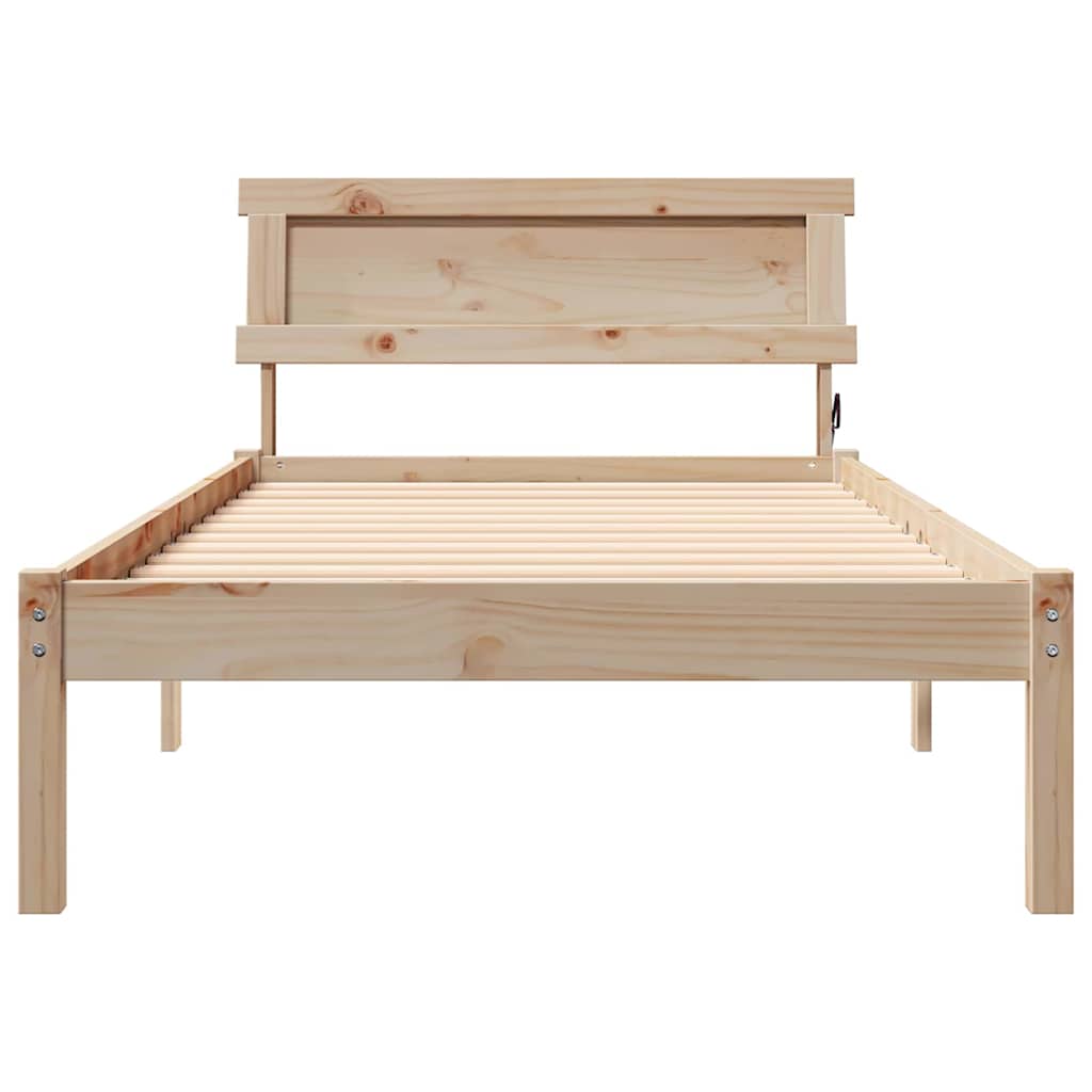 Bettgestell mit Kopfteil Braun 100 x 200 cm Massivholz Kiefer