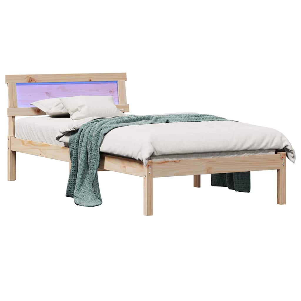 Bettgestell mit Kopfteil Braun 100 x 200 cm Massivholz Kiefer