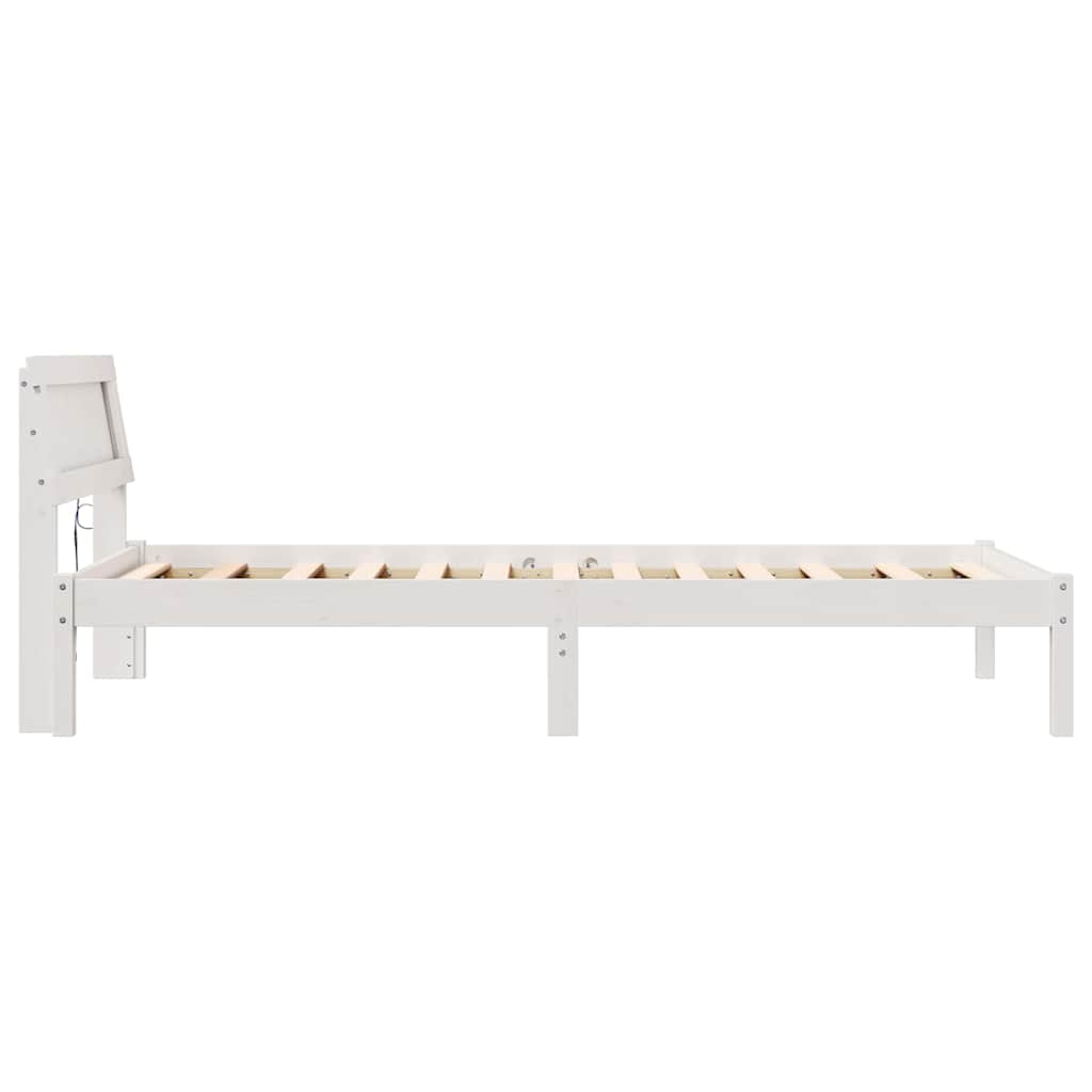 Bettgestell mit Kopfteil Weiß 75 x 190 cm Massivholz Kiefer