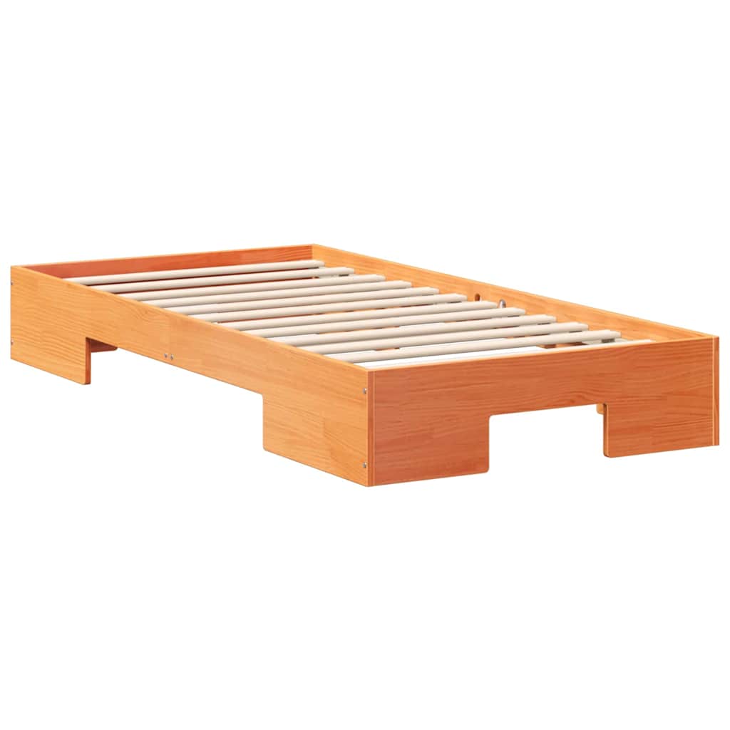 Bodenbettgestell mit Speicher Braun Massivholz Kiefer
