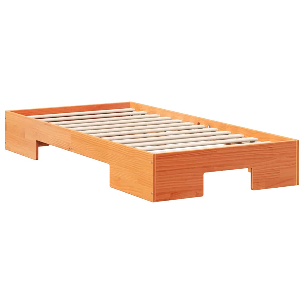 Bodenbettgestell mit Speicher Braun Massivholz Kiefer